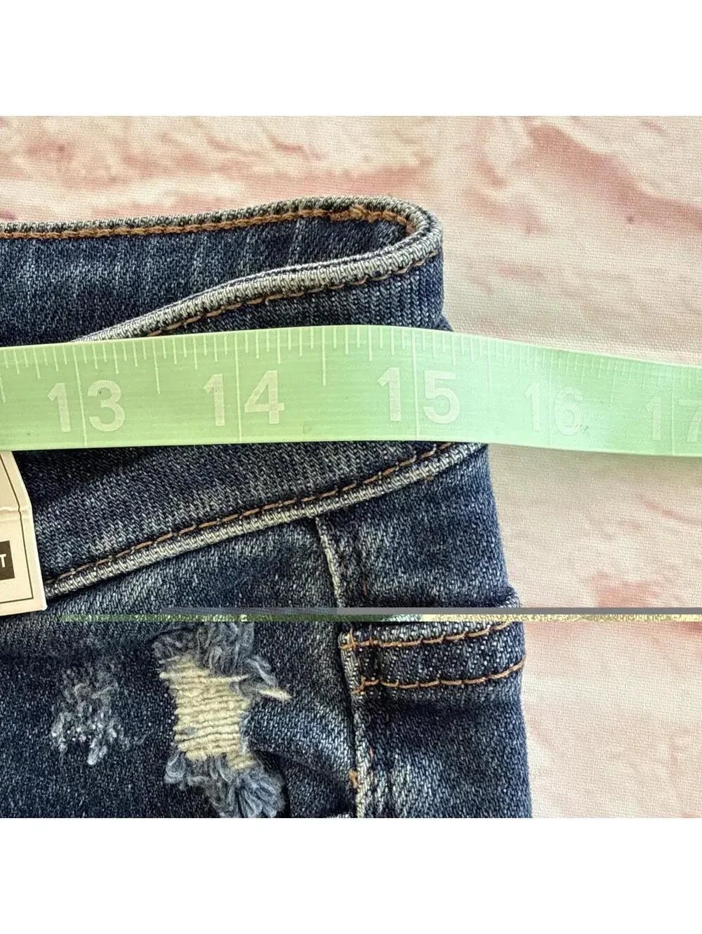 Judy Blue JB150045 Distressed High Waist Dark Blue Denim Jean Cutoff Shorts L - Picture 5 of 8